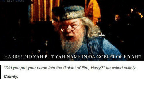 HARRY! DID YAH PUT YAH NAME IN DA GOBLET OF FIYAH?! Did ...