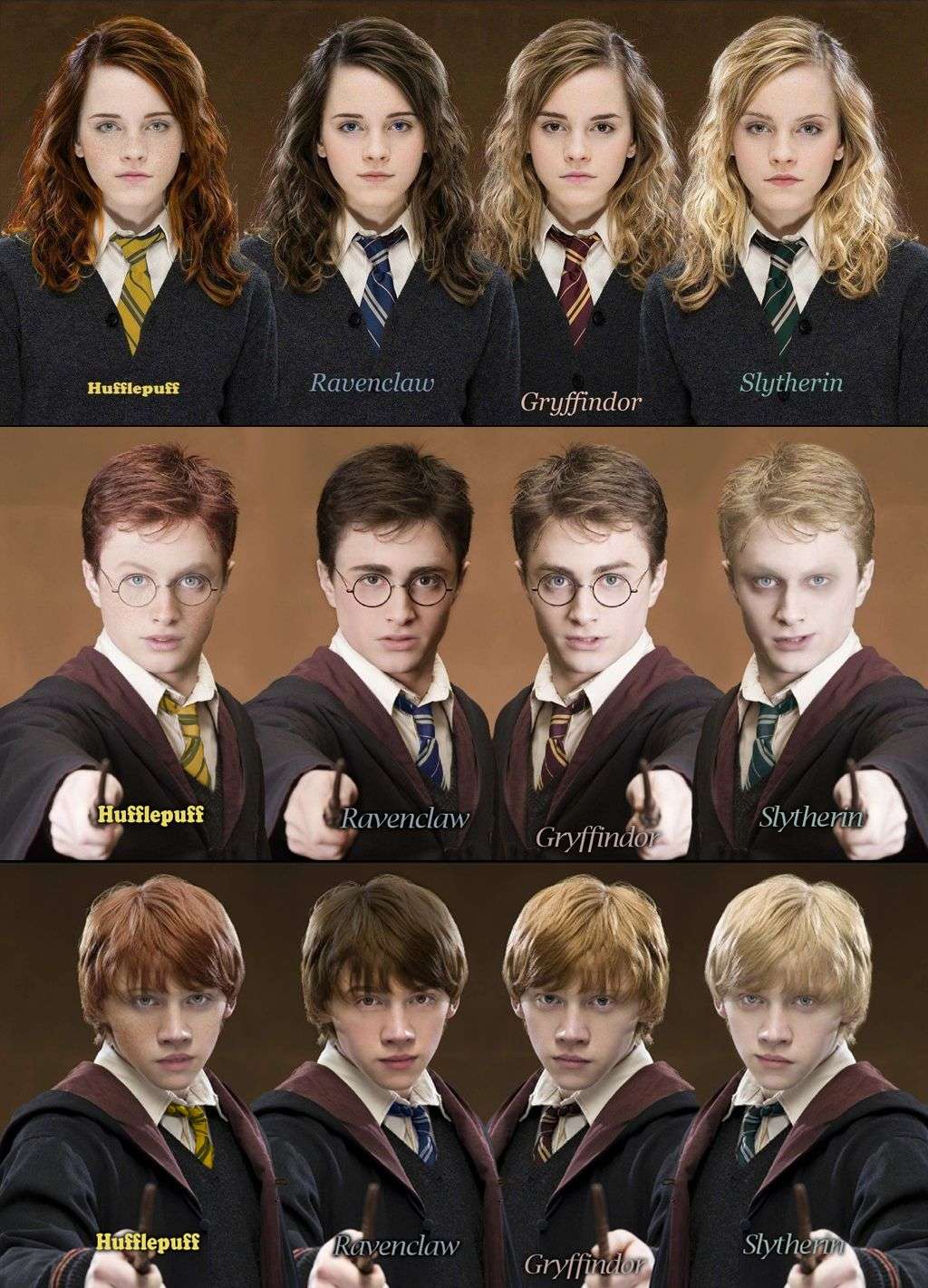 harry potter characters different houses