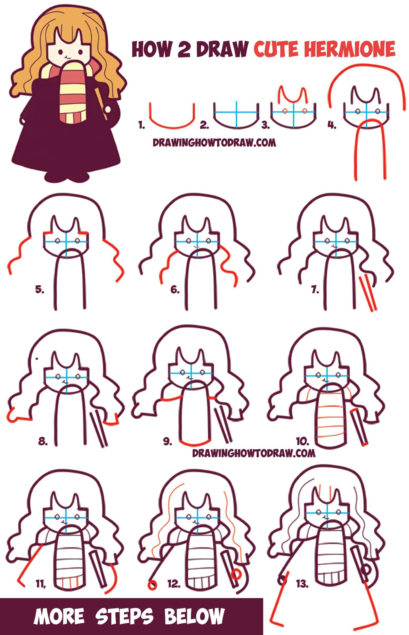 How to Draw Cute Hermione from Harry Potter (Chibi ...