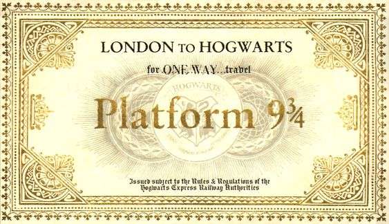 London to Hogwarts Train Ticket