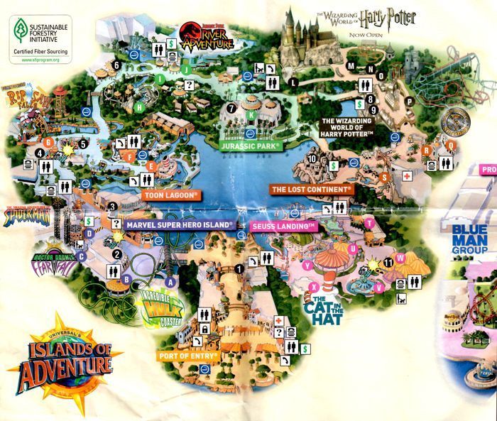 Park Map ~ Universal Studios Florida Islands of Adventure Theme Park ...