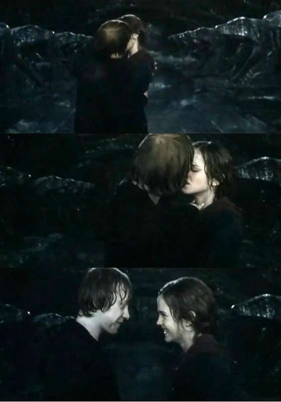 Ron and Hermione kiss SPOILER ALERT!