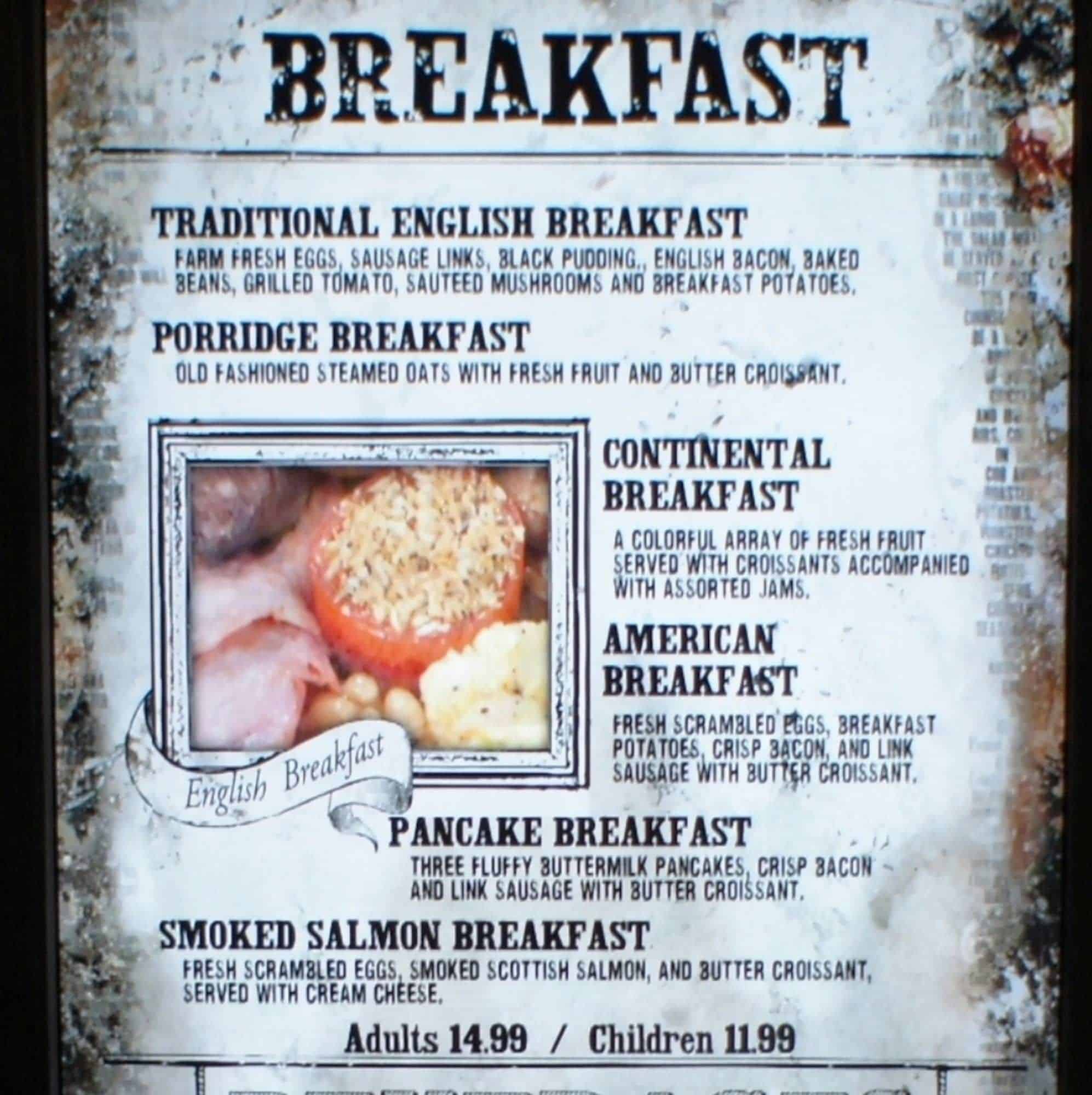 Three Broomsticks breakfast  what times are available for reservations ...